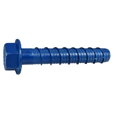 Midwest Fastener Masonry Screw, 3/4" Dia., Hex, 4 1/2 in L, Steel Blue Ruspert, 10 PK 55023
